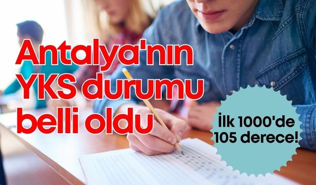 Antalya'nın YKS durumu belli oldu: İlk 1000'de 105 derece!