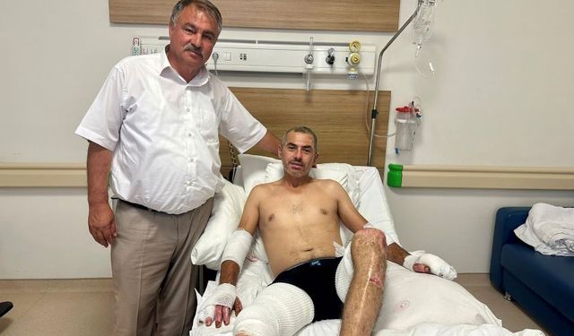 Başkan Pütün'den orman yangınında yaralanan hemşehrisine destek