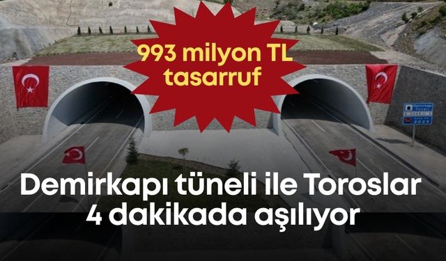Demirkapı Tüneli ile Toroslar 4 dakikada aşılıyor: 993 milyon TL tasarruf