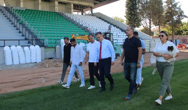 Muğla Atatürk Stadyumu'nda, tribün inşası sürüyor