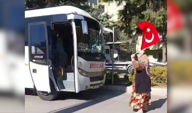 Burdur'da 75 yaşındaki Şerife teyze, Türk bayrağıyla İsrail'i protesto etti