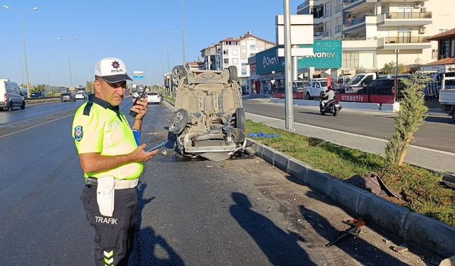 Tırla çarpışan araç takla attı