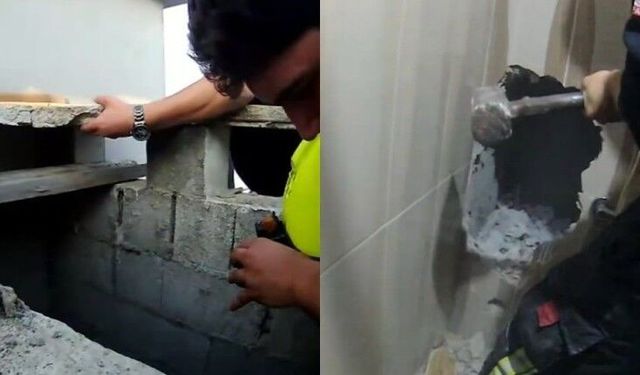 Mersin'de havalandırma boşluğuna düşen işçi için nefes kesen operasyon!