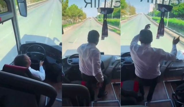 Antalyasporlu taraftarları taşıyan şoför, seyir halinde kalkıp oynadı!