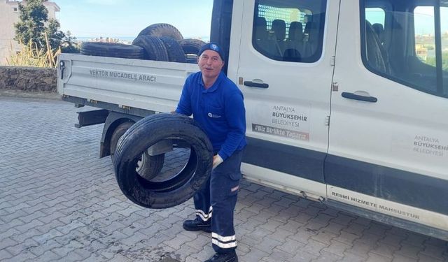Alanya'da 30 tır atık lastiği geri dönüşüme kazandırıldı