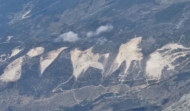 Antalya’da maden ocaklarının yarattığı tahribat havadan görüntülendi