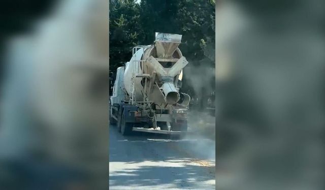 Kepez'de yola harç döken beton mikseri fotokapandan kaçamadı