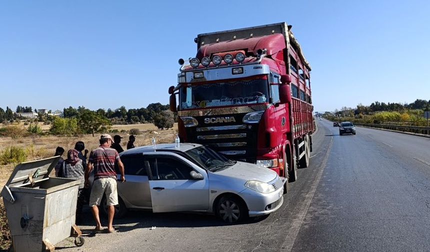 Manavgat’ta kaza! Kamyon, önüne aldığı otomobili metrelerce sürükledi