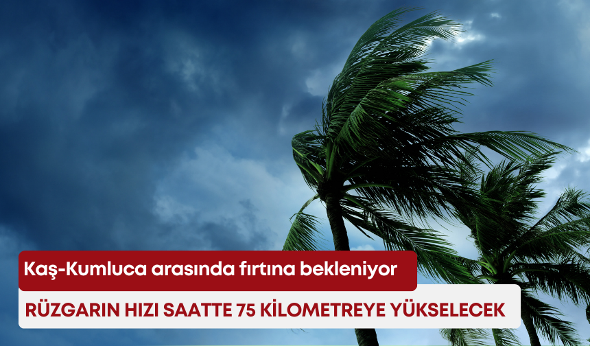 Kaş-Kumluca arasında fırtına bekleniyor! Rüzgarın hızı saatte 75 kilometreye yükselecek