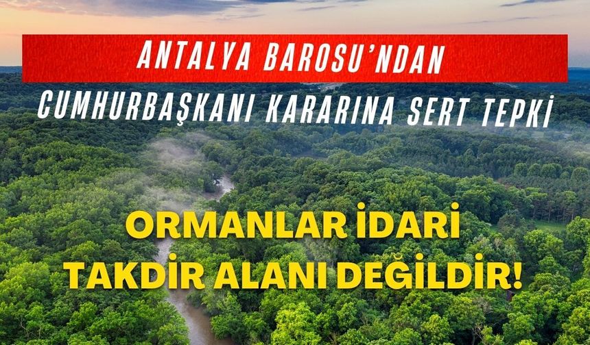 Antalya Barosu'ndan Cumhurbaşkanı Kararı'na sert tepki: Ormanlar idari takdir alanı değildir!