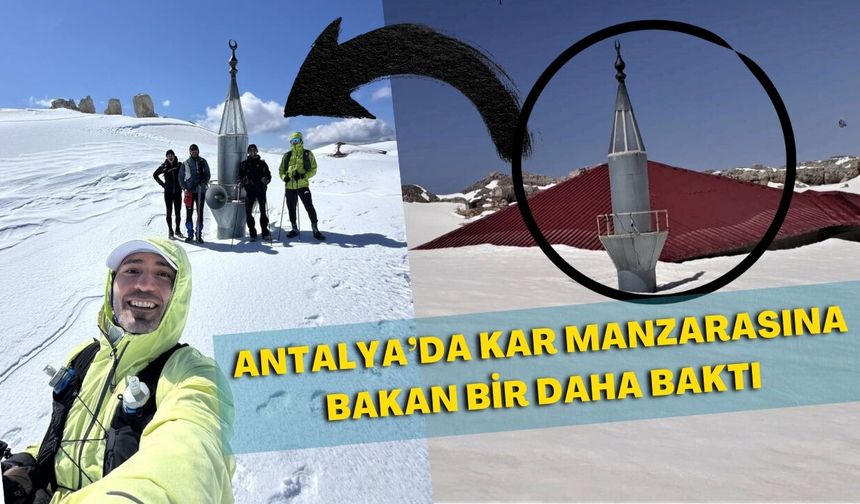 Antalya’da inanılmaz kar manzarası: Camiden geriye sadece minaresi kaldı