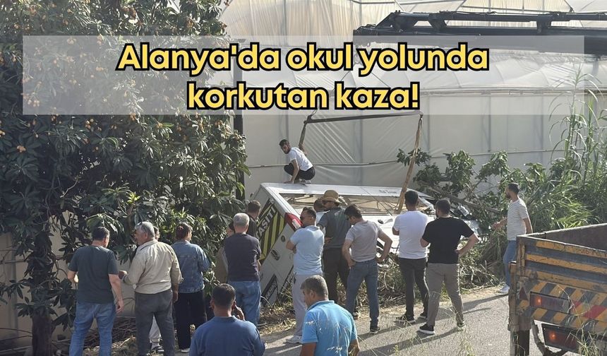 Alanya'da okul yolunda korkutan kaza!