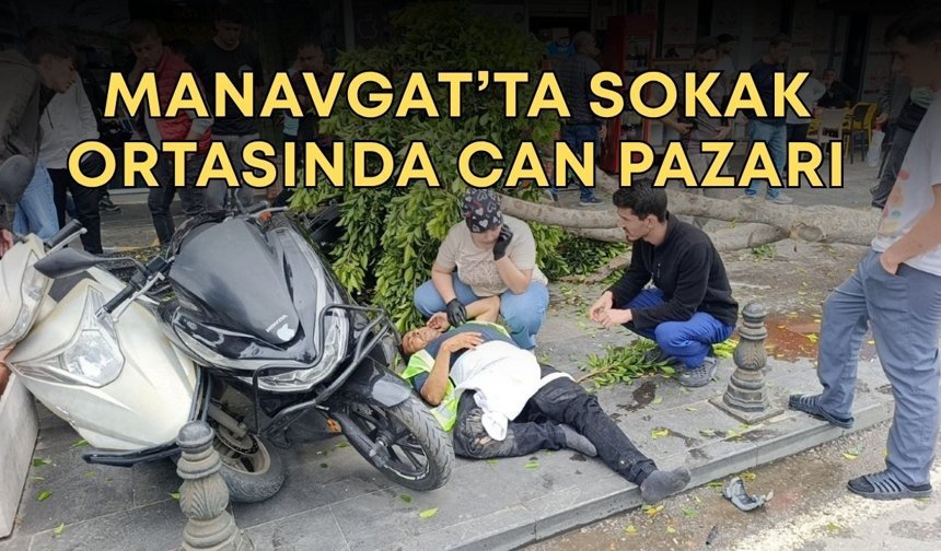 Manavgat'ta cip kaldırıma daldı, belediye işçisine çarptı