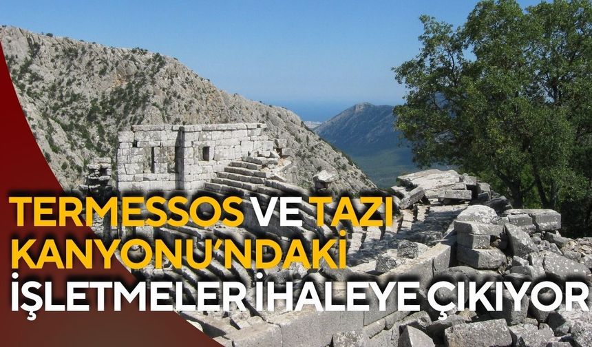 Termessos ve Tazı Kanyonu’ndaki işletmeler ihaleye çıkıyor